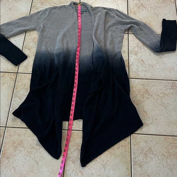 Barefoot Dreams Bamboo Chic Lite Ombre Waterfall‎ Cardigan Black & Gray, Sz S/M - Picture 9 of 10